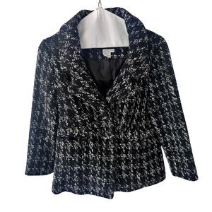 Y2K Live a Little Black and White Wool Blend Light Coat - Small